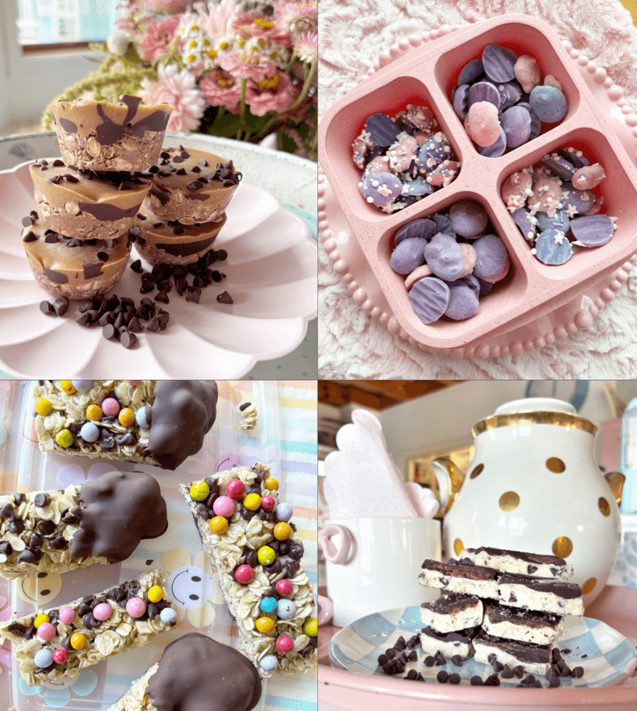 Delicious protein snacks recipes for kids, featuring chocolate treats and colorful candies for fun school lunches.